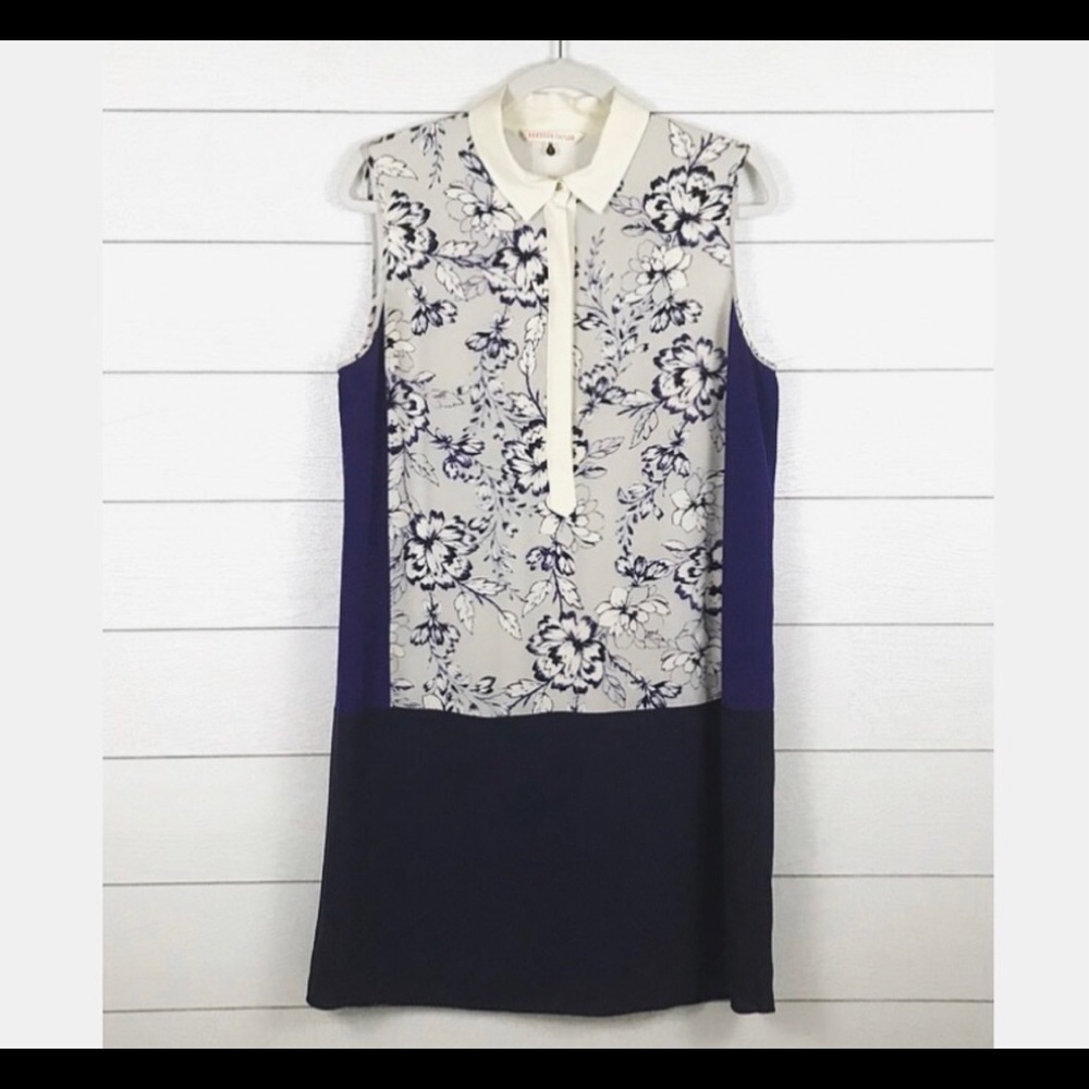 Rebecca Taylor Colorblock Floral Silk Shift